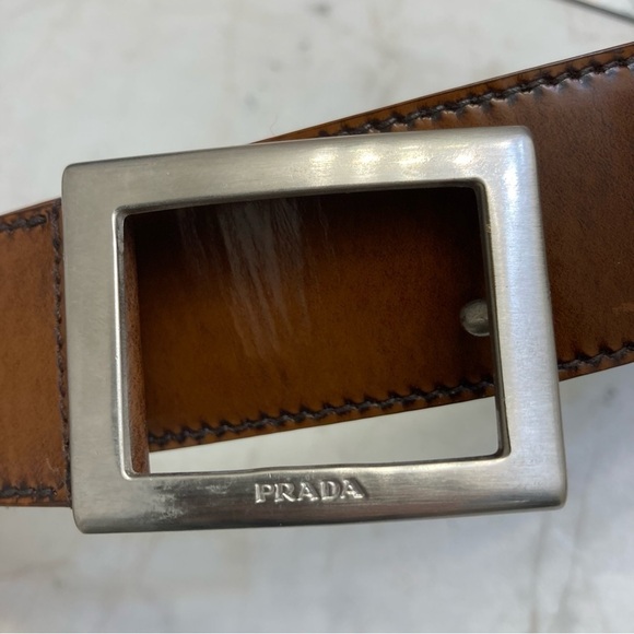 Prada vintage brown leather mens belt 38-95